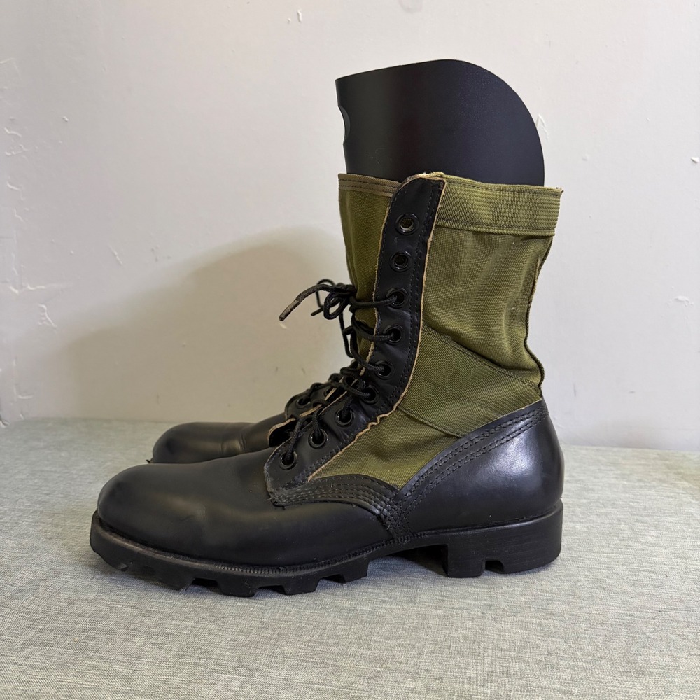 Ro-Search Jungle Boots Mens 7.5W Black Olive Canvas Military Panama Lug Sole